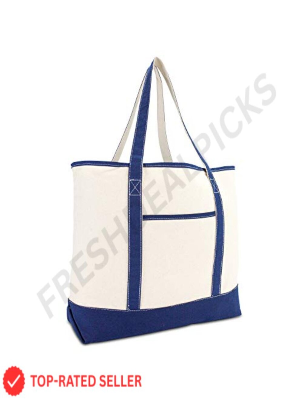 Large Cotton Canvas Tote Bag with Inside Pocket Heavy Duty Shopping Grocery